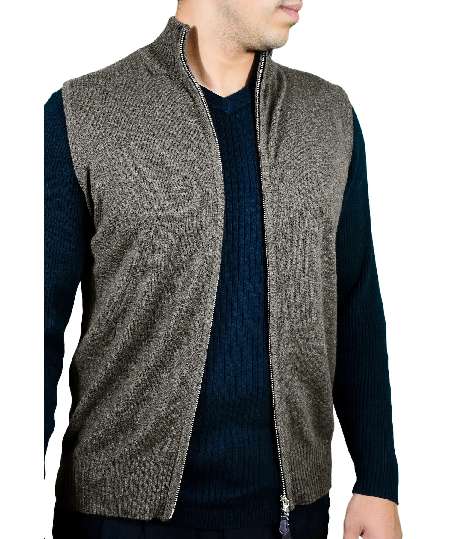 Men's Zip Vest in Pure Cashmere - Cashmere Boutique